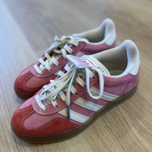 END. x Adidas Gazelle: Two-Tone Pink and White Sneakers